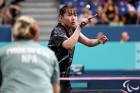 Paris Paralympics 2024 Table Tennis: Natsuki Wada, of Japan, competes in the WS11 Women's Singles Table Tennis Gold Medal Match